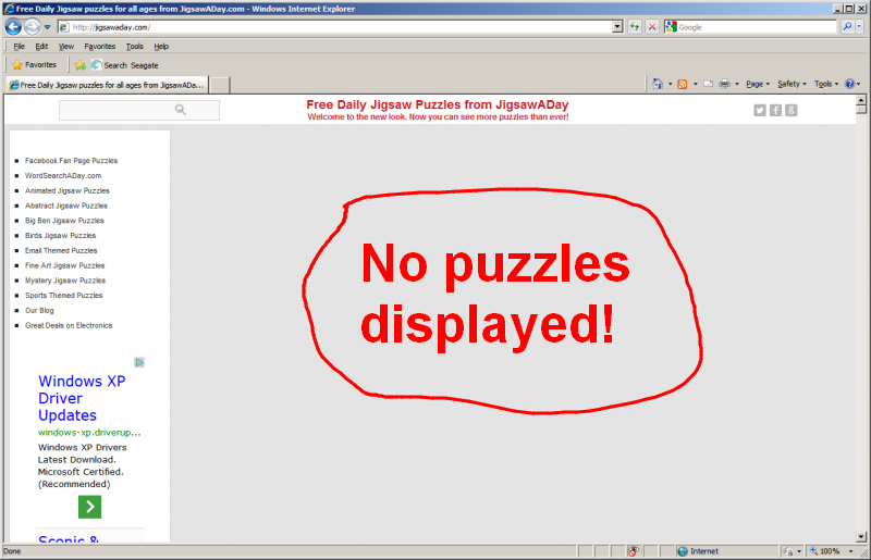No Puzzles Displayed image