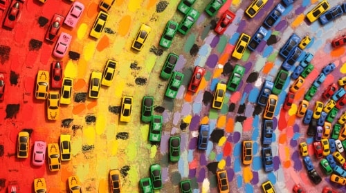 Colorful Cars – Thursday’s Circular Daily Jigsaw Puzzle