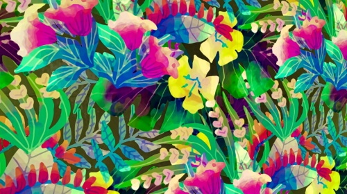 Tropical Flowers – Thursday’s hand Drawn Daily Jigsaw Puzzle