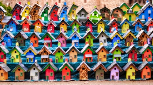 Colorful Birdhouses – Saturday’s Daily Jigsaw Puzzle