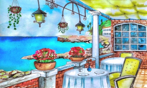 Painting Of A Cafe