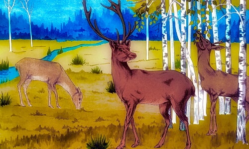 Deer In The Woods – Wednesday’s Painted Jigsaw Puzzle