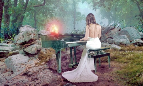 Playing Piano In The Woods
