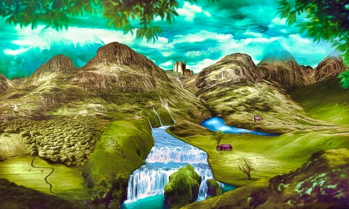 Mountains Painting – Wednesday’s Daily Jigsaw Puzzle