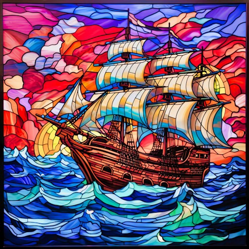 Stained Glass Ship – Friday’s Daily Jigsaw Puzzle