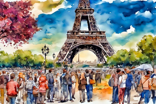 Eiffel Tower Watercolor Jigsaw Puzzle