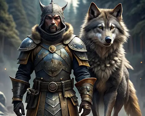 Warrior And Wolf – Friday’s Daily Jigsaw Puzzle