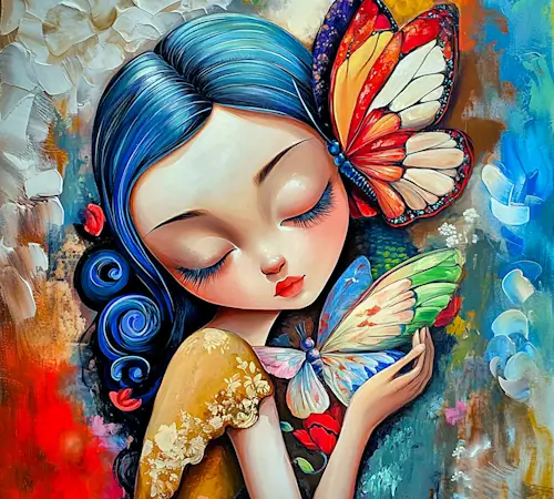 Surreal Woman and Butterflies