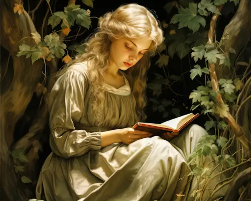 Young Woman Reading A Good Book