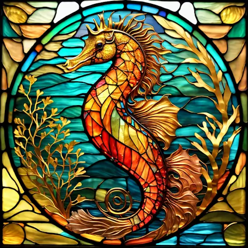Stain Glass Seahorse – Monday’s Daily Jigsaw Puzzle
