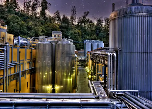 View of A Brewery In The Early Evening