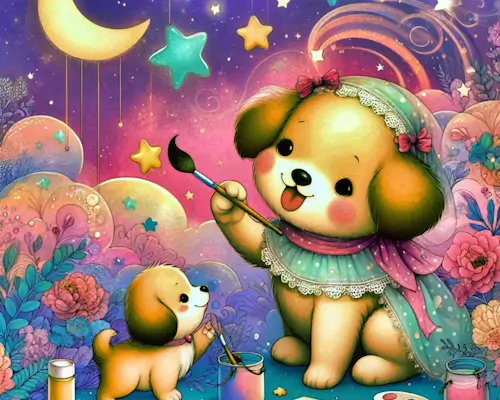 Puppy-Dog Painting – Thursday’s Daily Jigsaw Puzzle