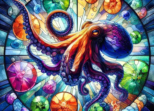Stained Glass Octopus – Saturday’s Daily Jigsaw Puzzle