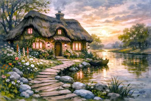 Friday’s Daily Jigsaw Puzzles – Cottage By The Lake