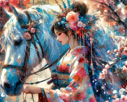 Saturday’s Jigsaw Puzzle – Japanese Girl And Horse