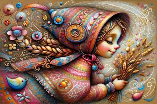 Folk Art Girl – Thursday Jigsaw Puzzle