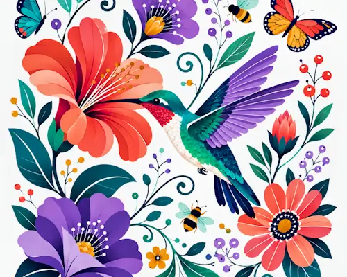 Hummingbird And Flowers – Monday’s Jigsaw Puzzle
