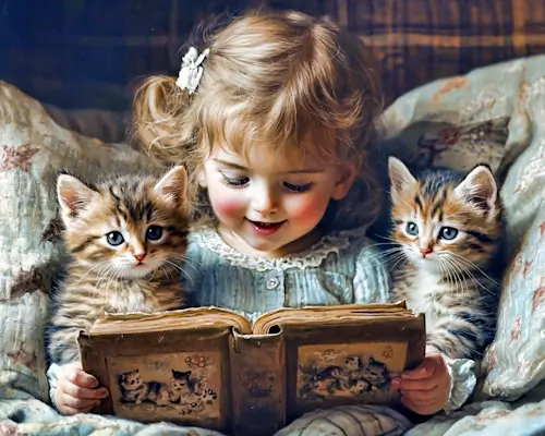Monday’s Jigsaw Puzzle – Reading To Little Kittens